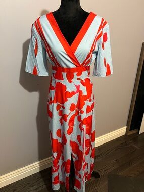 Red Floral Wrap Maxi Dress